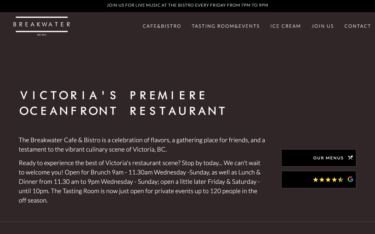 The current homepage